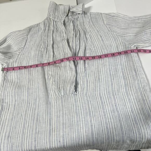 CP Shades Womens Lagenlook Striped Linen Tunic Size XS Blue Boho Beachy Coastal - Picture 9 of 12